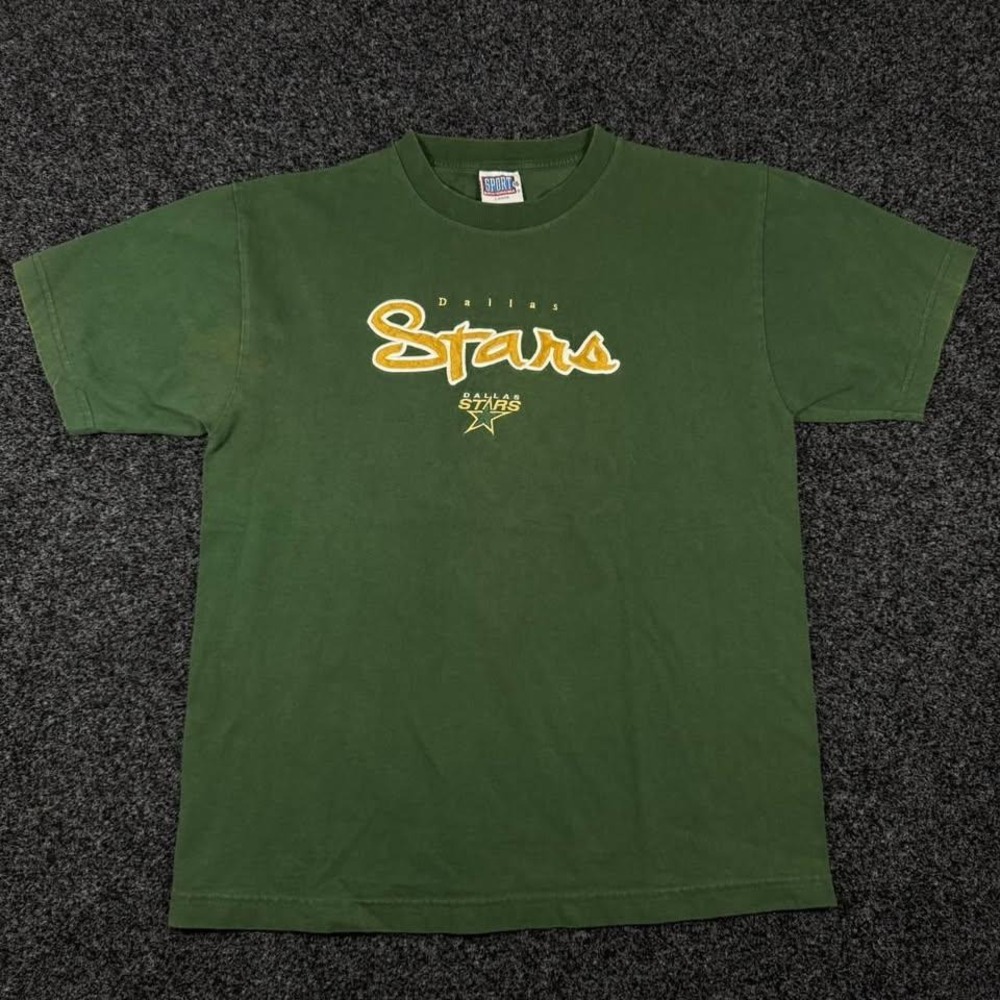 Vintage Sport Attack Dallas Stars NHL T-Shirt Green Large Graphic Tee NHL Hockey